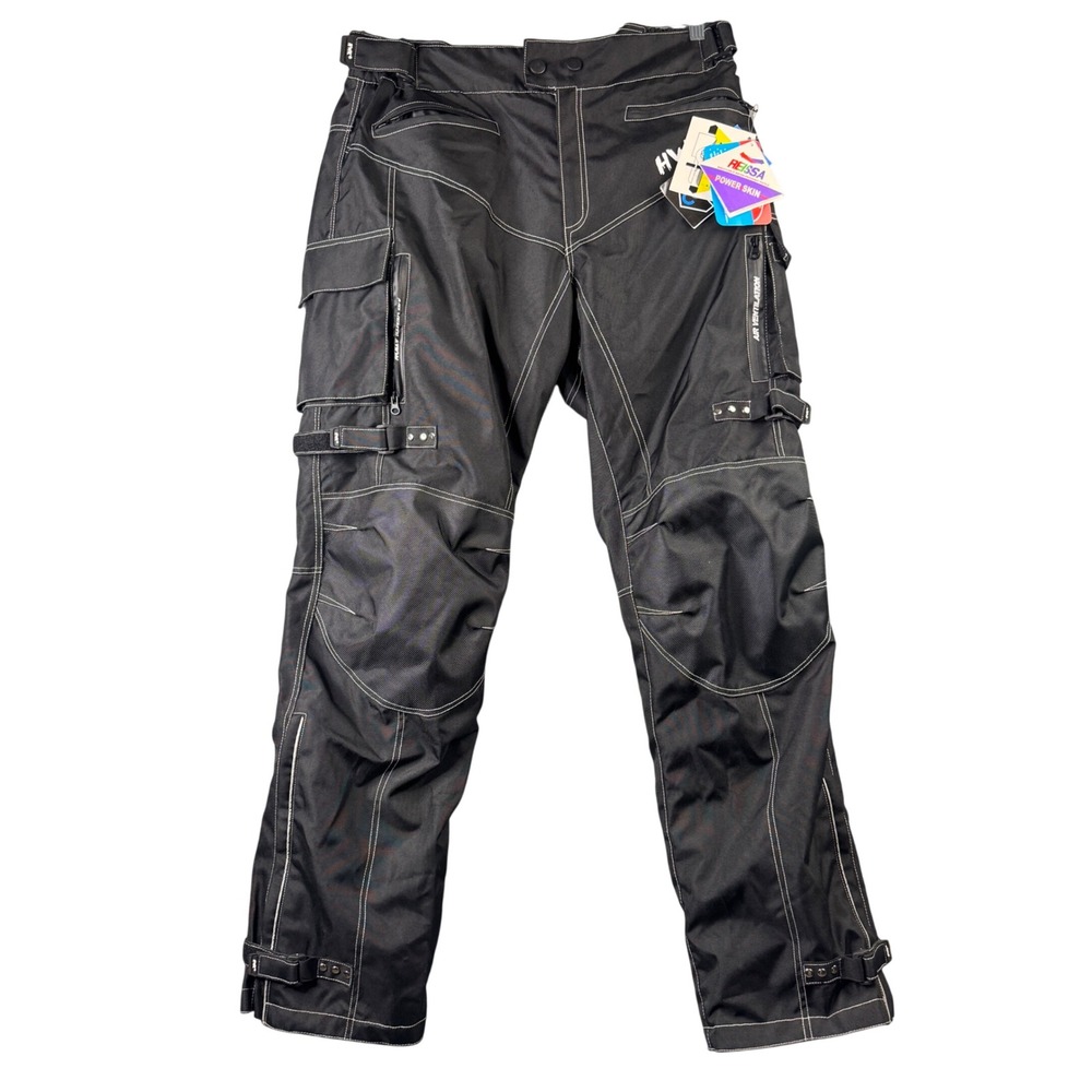 HWK Men Motorcycle Pants Black Cordura Waterproof Adventure Touring XL Inseam 34